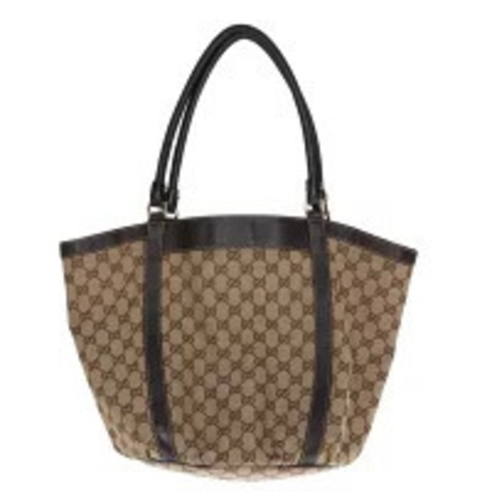Gucci canvas leather tote brown D GG ring Brown bag Brown